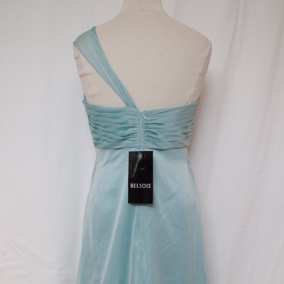 Belsoie "Seaglass" One Shoulder Chiffon Bridesmaid/Formal Gown NEW- Sz. 10 - Picture 5 of 10